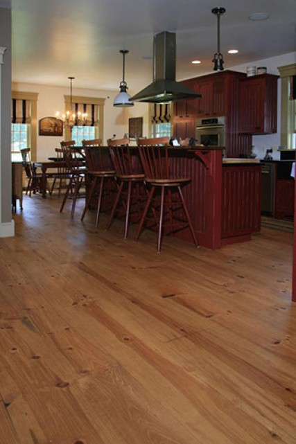 Custom Red Pine Wide Plank Flooring - Ponders Hollow Custom Wood